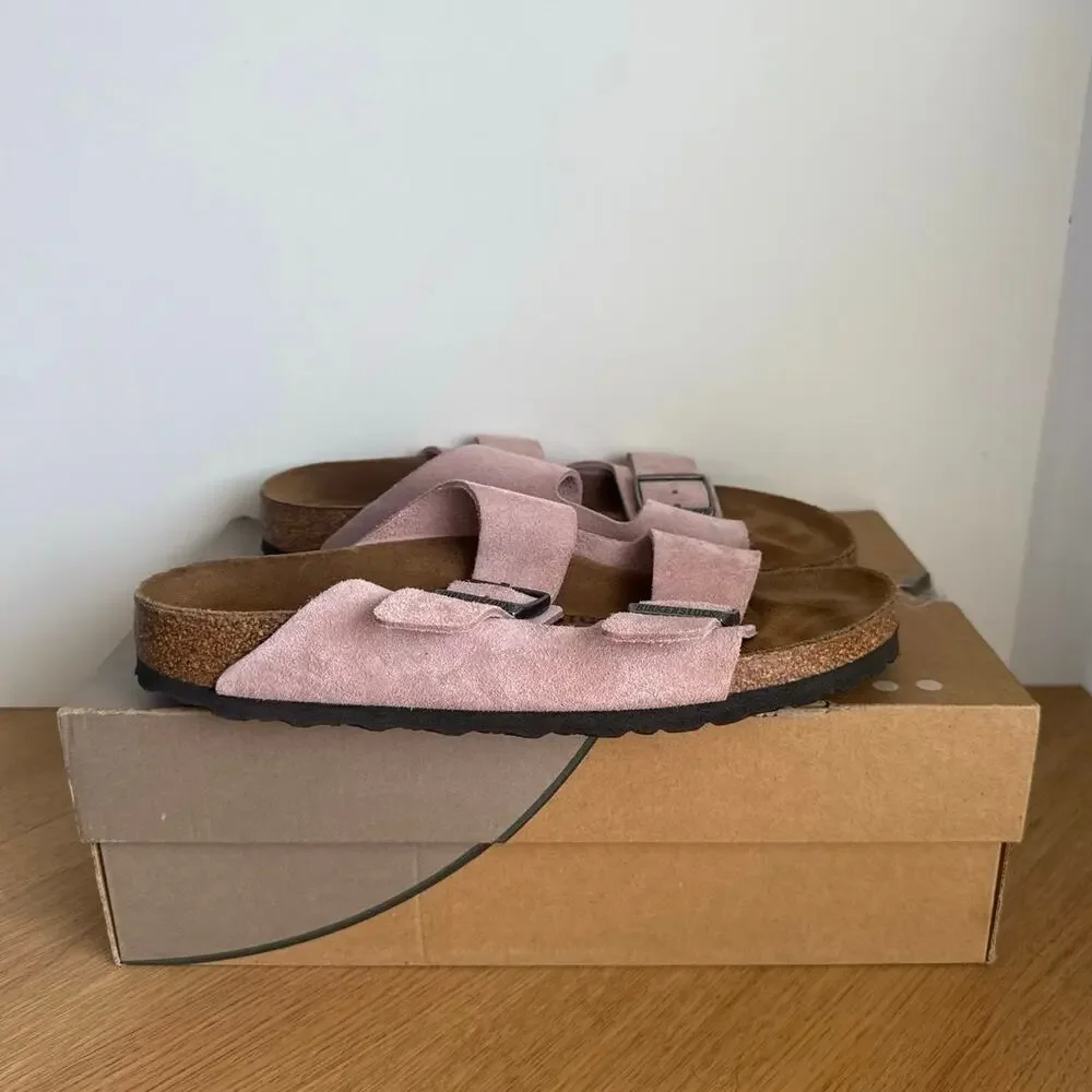 Birkenstock Arizona Light Pink Suede Unisex Sandals - SZ Men 8- Women 10